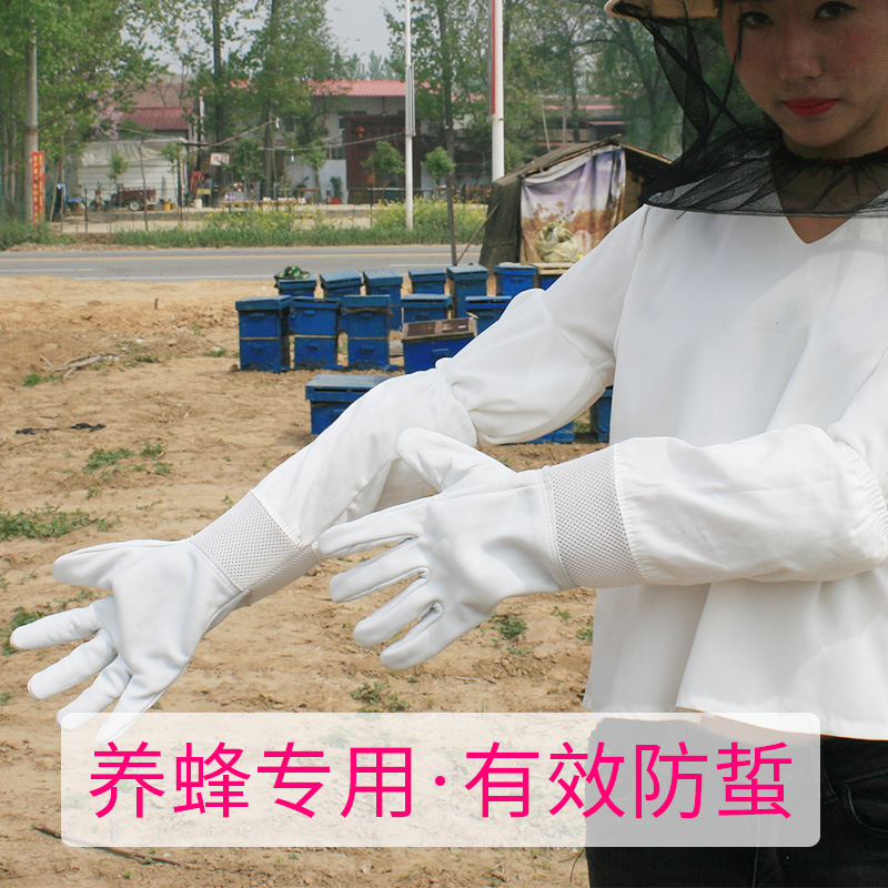 羊皮手套加厚透气防蜂蛰帆布手套中意蜂养蜂工具养蜜蜂取蜂蜜