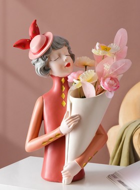 欧式小清新蝴蝶女孩捧花抱花插家居客厅玄关摆件样品房装饰工定制