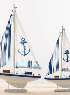 地中海风格木质模型摆件一帆风顺桌面摆设家居装饰工艺船礼品定制