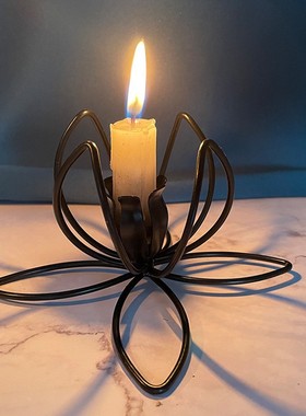 创意莲花烛台温柔时光铁艺摆件卧室客厅铁艺摆饰舞台道具定制