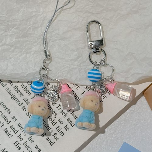 可爱奶瓶装饰挂件植绒公仔手机链ins甜美包挂毛绒小熊钥匙扣定制 - 图1