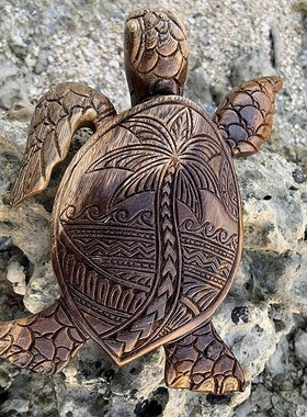 夏威夷图案海龟树脂工艺品装饰摆件 海滩海龟设计装饰定制