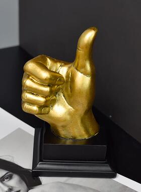 欧式复古点赞胜利手势手指模型树脂摆件办公室酒柜电视柜装饰