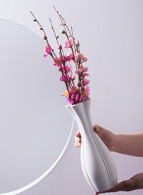 现代简约磨砂白色陶瓷花瓶摆件假花干花客厅电视柜家居装饰品定制