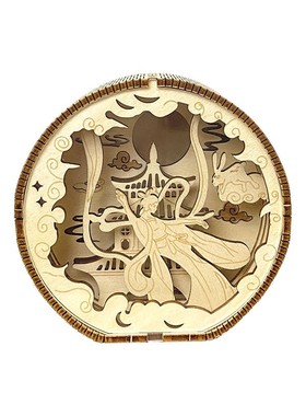 中秋节日氛围木雕灯手工diy拼装礼物家居装饰摆件木质雕刻工定制