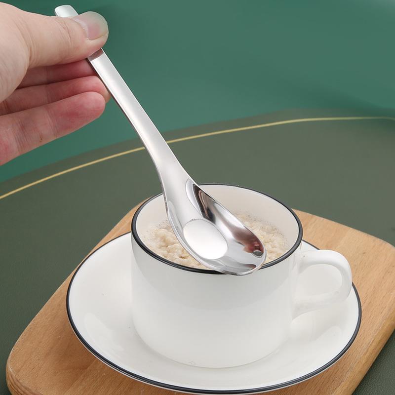 不锈钢元宝勺子 辅食喂养勺加深汤勺喝汤家用汤匙亮光长柄勺子定