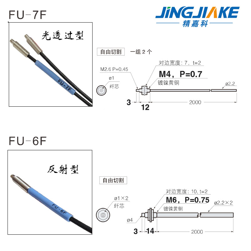 进口纤芯FU-35FA/35FZ/6F/7F/66/66Z/66TZ/光纤传感器光纤探头 - 图2