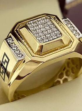 三杰 跨境TEMU热卖男士戒指 时尚霸气男戒 镶嵌钻石饰品厂家爆款