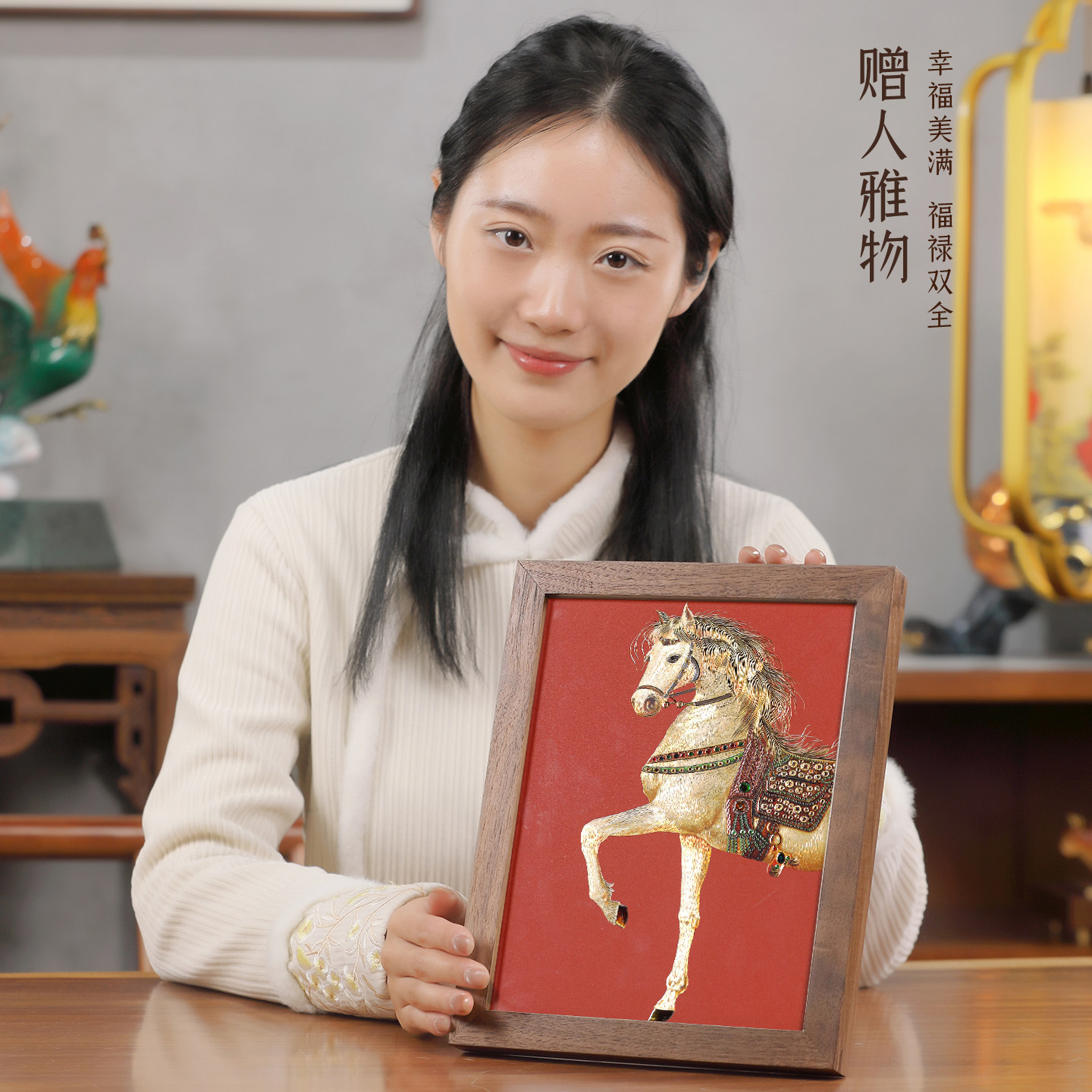 礼师傅徐悲鸿马年生肖吉祥摆件手工铜雕画装饰桌面摆台画商务礼物,淘宝优惠券,粉丝福利购,淘宝优惠卷