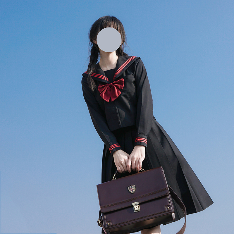 【山川】jk制服裙正版套装不良长裙黑领赤三本基础款全套水手服秋 - 图1