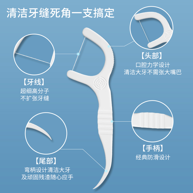 牙博士单支独立包装牙线家庭装随身便携盒牙签线细滑超细牙线棒