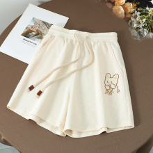 任选两件真维斯华夫格高腰阔腿运动短裤