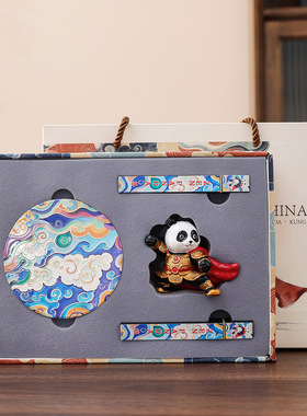 功夫熊猫倒流线香跨境新款熊猫摆件香薰炉国风伴手礼家居创意礼品