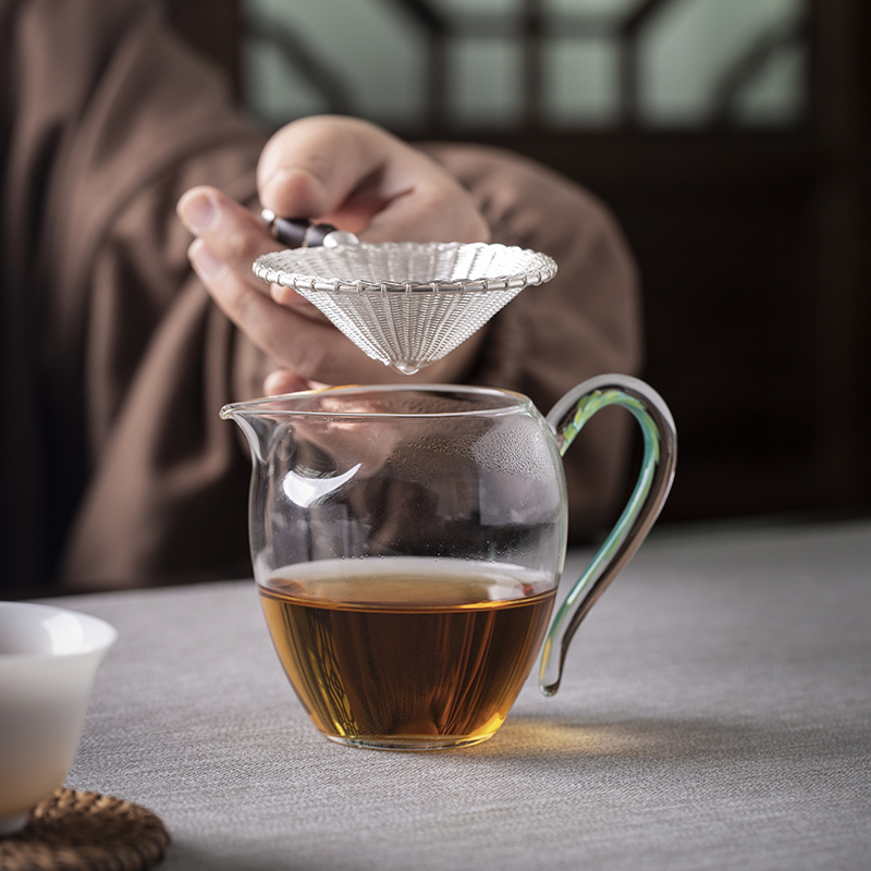 晟彩 纯银茶漏999茶滤纯手工编织茶滤器茶滤网茶道配件银茶具滤网