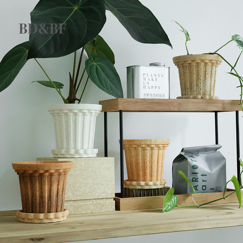 BD&BF 圣家堂系列粗陶土花盆复古家居法式轻奢高级感家用小含托盘 - 图3