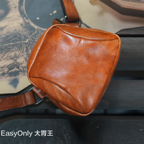 Pure Handmade Tannic Leather Single Shoulder Bag Men Skew Satchel Genuine Leather Mens Baotou Layer Bull Leather Casual Backpack Han Edition Fashion