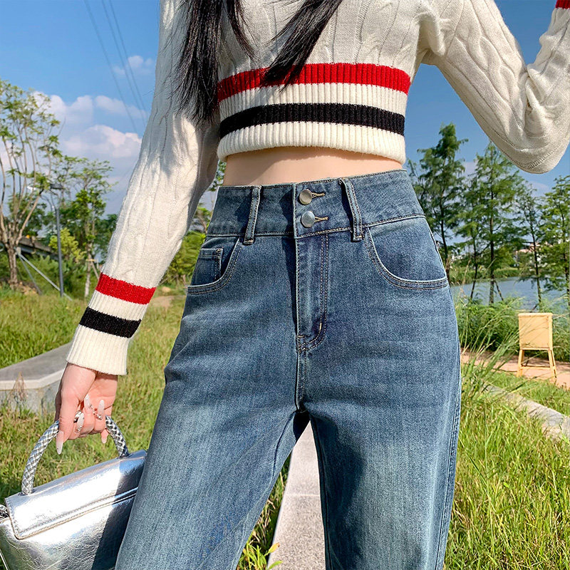 2025新款秋季高腰牛仔裤女阔腿宽松直筒弹力大码胖mm春秋款长裤子,淘宝优惠券,粉丝福利购,淘宝优惠卷