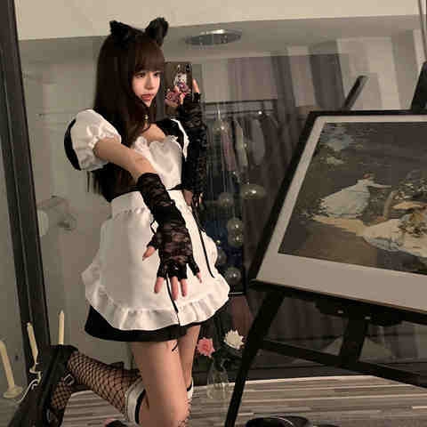 猫咪女仆装长裙黑丝cosplay女装制服女佣角色扮演猫女服装套装s9