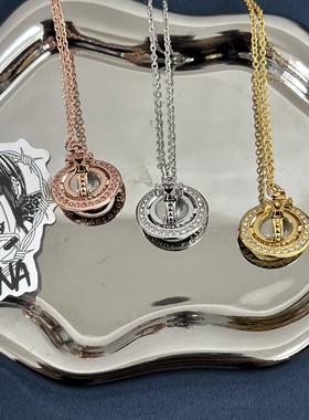 皮娜pina中号柳丁满钻立体orb土星项链高精工朋克风轻奢锁骨链