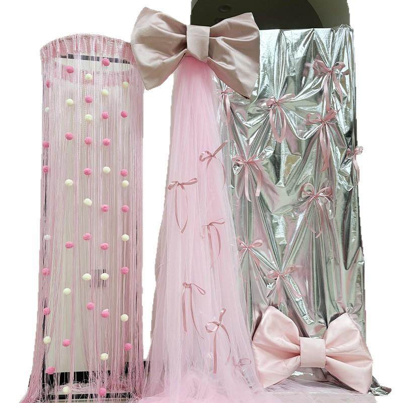 粉色浪漫婚房装饰品男女双方婚礼布幔纱幔醒狮蝴蝶结氛围晨袍拍照,淘宝优惠券,粉丝福利购,淘宝优惠卷