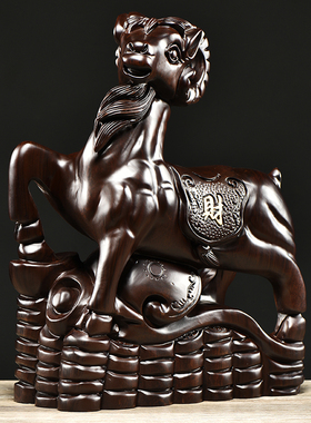 黑檀木雕刻领头羊摆件木质十二生肖羊家居办公装饰摆设开业送礼品