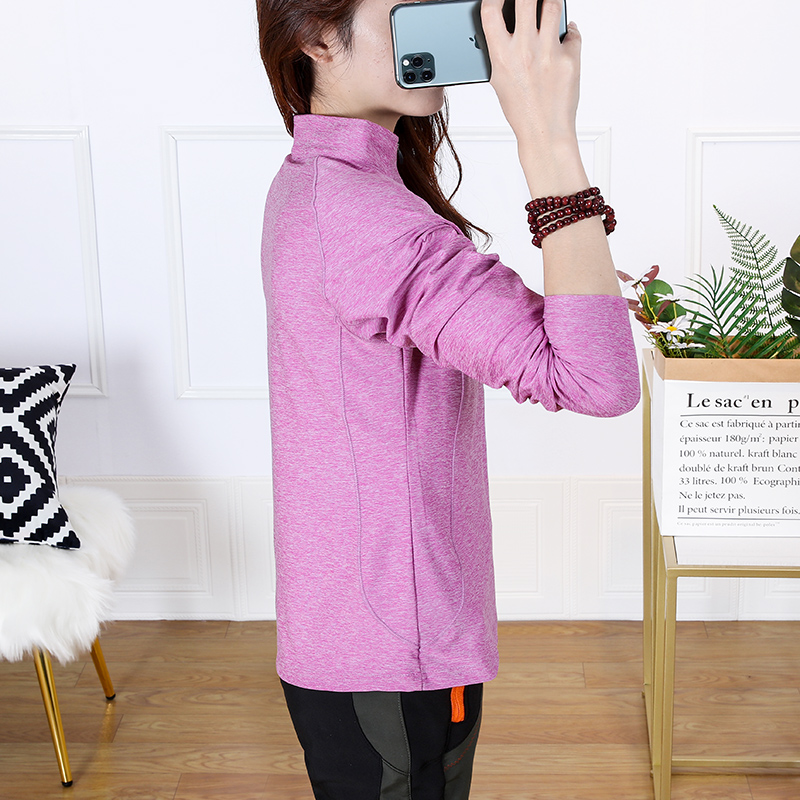 速干t恤女立领长袖户外运动体恤透气速干衣女春秋款跑步上衣排汗 - 图0