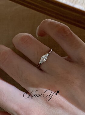 中古小众马眼钻石戒指女