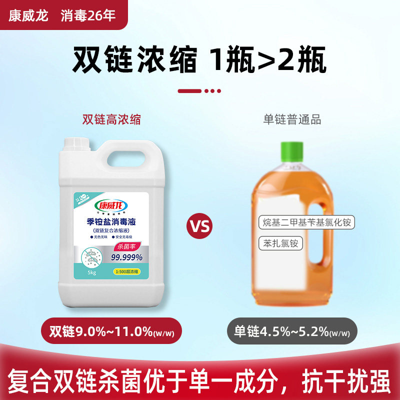 康威龙5kg双链复合季铵盐消毒液衣物家用除菌杀菌水剂玩具大桶用