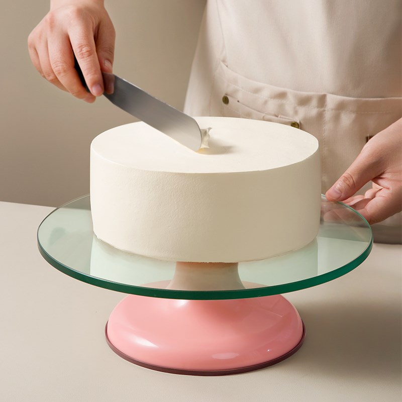 蛋糕转盘裱花奶油转台可旋转抹面裱花台钢化玻璃家用商用烘焙工具
