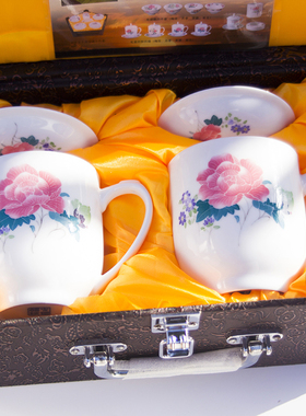 茶杯醴陵釉下五彩带盖瓷器正品