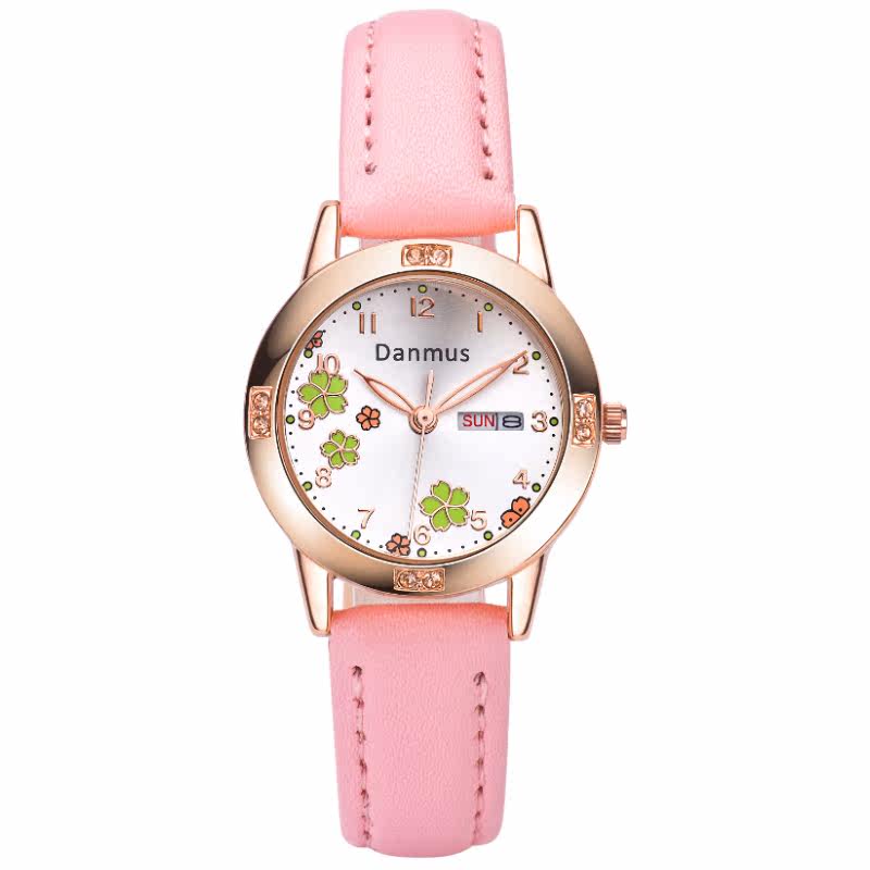 刻字女孩小学生防水夜光日历电子表 丹慕斯国产腕表