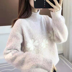 恒源祥ins休闲风秋冬加厚水貂绒套头针织衫