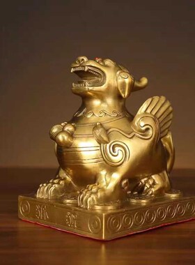 精选铜貔貅摆件一对纯铜霸王方底皮丘家用客厅店铺办公室开业礼品