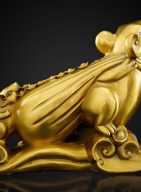 铜老鼠摆件生肖鼠布袋鼠家居客厅招财车载装饰店铺办公室开业礼品