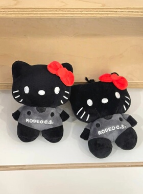 日本SELUMB kitty猫Rcwb联名款黑灰背心包挂饰可爱kt毛绒玩偶公仔