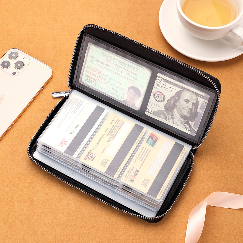 拉链多功能卡包女士证件卡套防消磁大容量多卡位卡包钱包一体男士-图0