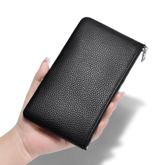 长款真皮拉链钱包多功能大容量零钱包手机包耳机现金证件收纳包