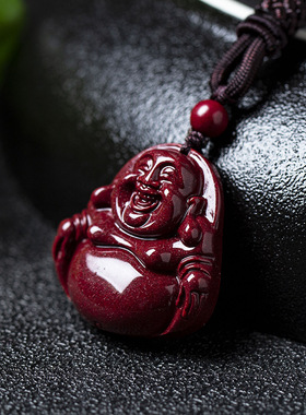 高含量保真朱砂弥勒佛紫金砂女款吊坠东来佛祖提升 气场 阳气