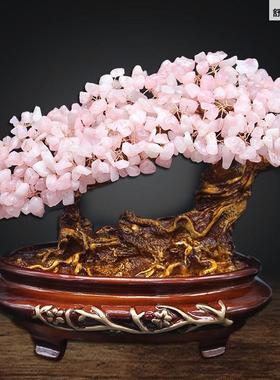 .粉水晶晶桃树花姻树缘旺粉晶桃水树脱单礼物招正缘卧室招花运摆