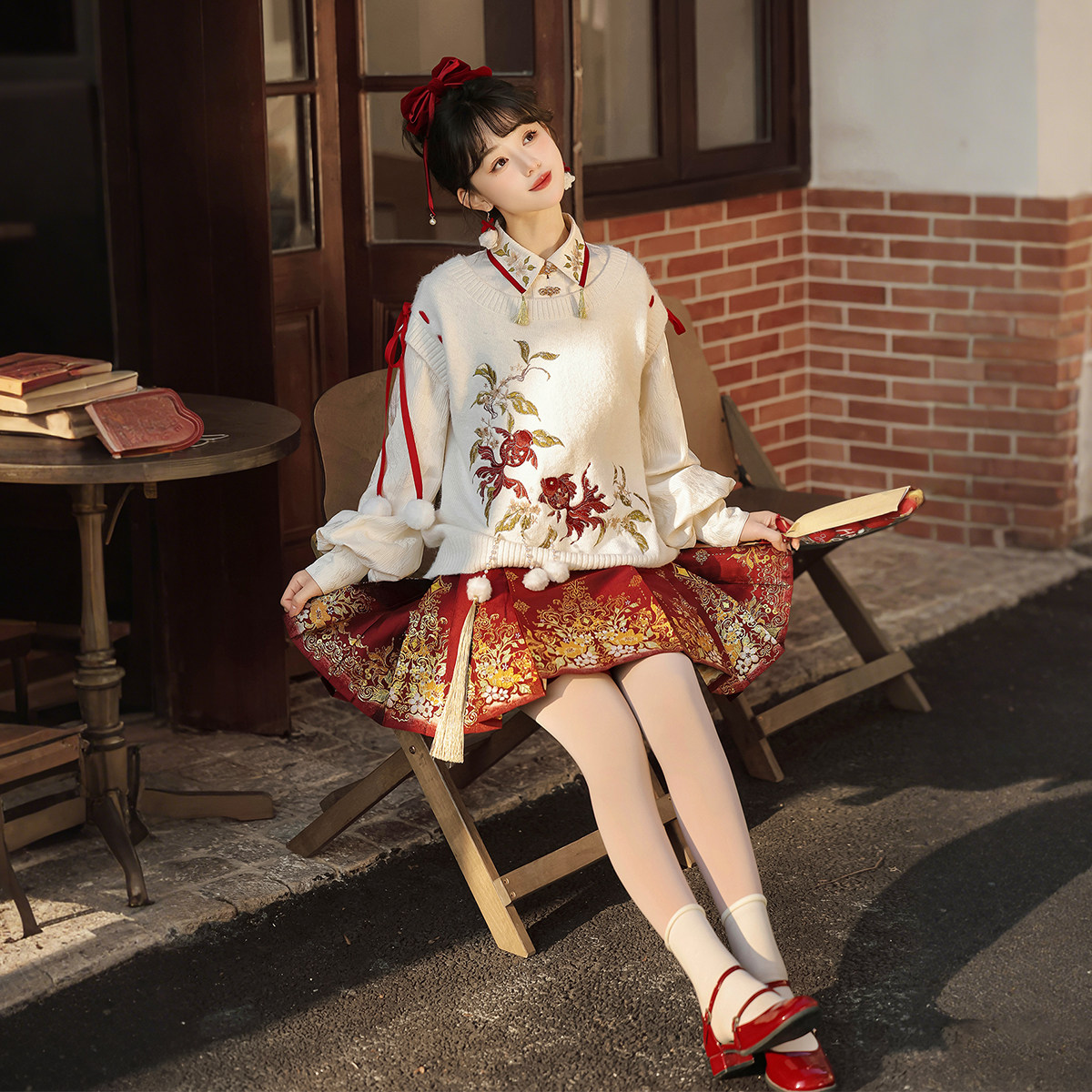 设计师的礼物原创与鱼汉服女汉元素新中式日常拜年服新年战袍套装,淘宝优惠券,粉丝福利购,淘宝优惠卷