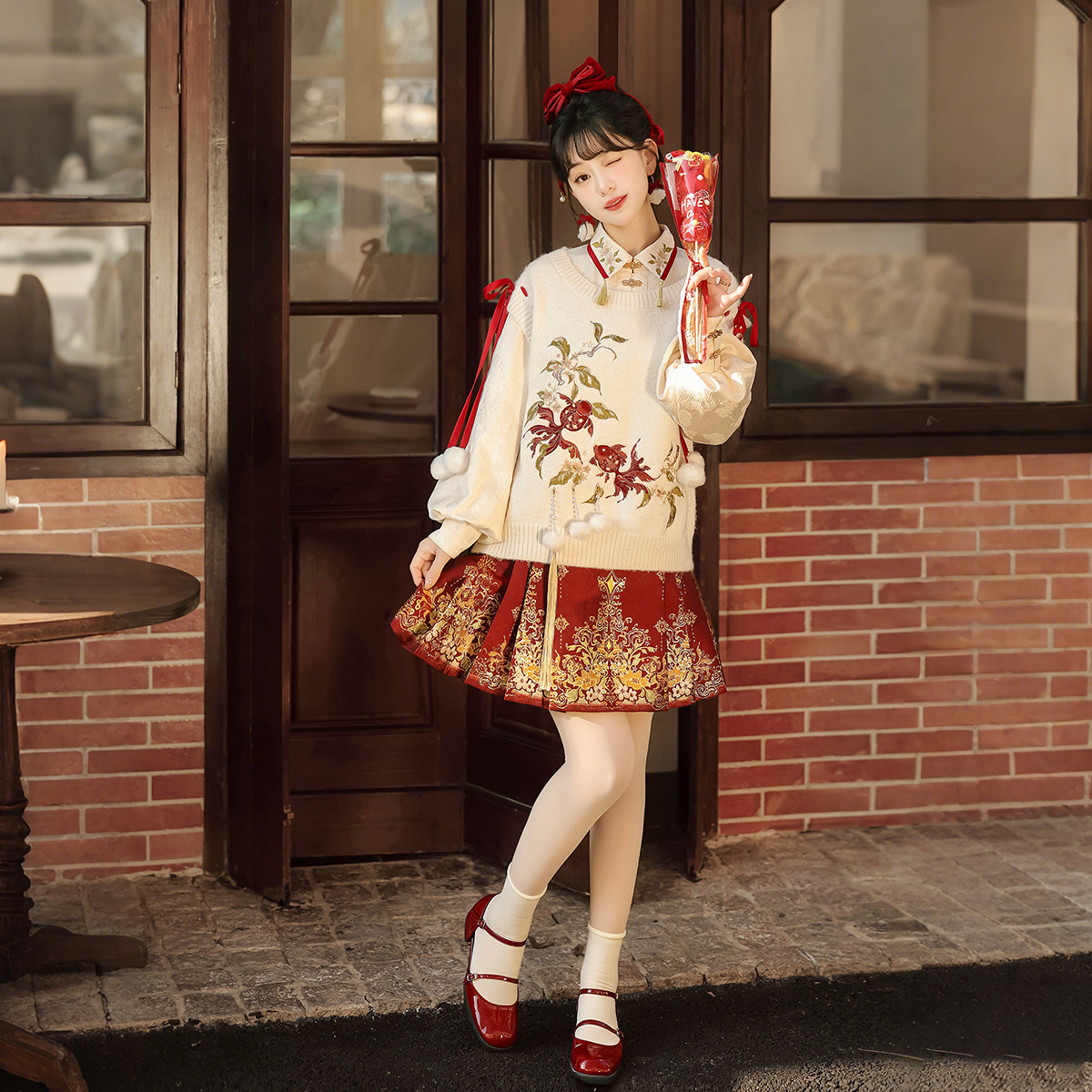 设计师的礼物原创与鱼汉服女汉元素新中式日常拜年服新年战袍套装,淘宝优惠券,粉丝福利购,淘宝优惠卷