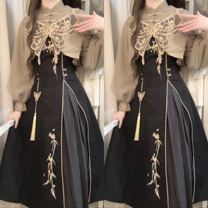 设计师的礼物原创蝶焰汉服中国风新中式改良汉元素春秋季女套装,淘宝优惠券,粉丝福利购,淘宝优惠卷