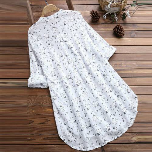 Plus Size Floral Print Blouse Women Summer V Neck Beach Dres - 图2