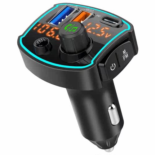 Car Mp3 Car Bluetooth Receiver FM Transmitter 7 Color Ambien - 图1