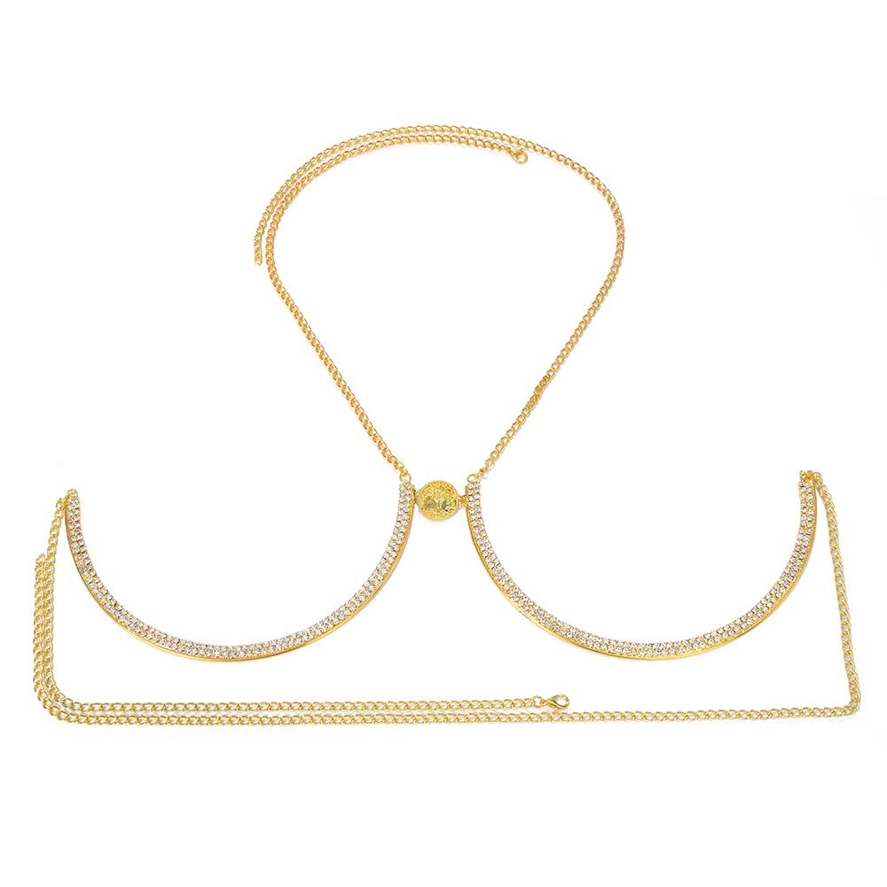 Trendy Coin Chest Bracket Bra Chain Harness For Women Neckla - 图0