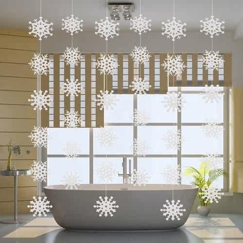 Christmas Flake Snow String 3D Pearl Paper Snowflake Artific - 图3
