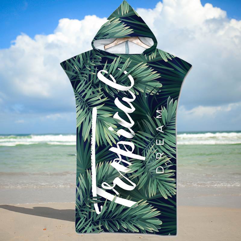 Microfiber Fabric Printed Hooded Beach Towel For Adults Quic - 图0