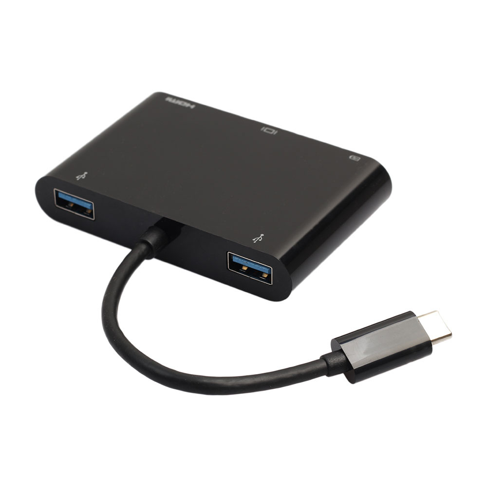 Balck USB3.1 TYPE-C to VGA+HDM USB3.0HUB+TYPE-C Chargng Mu - 图0