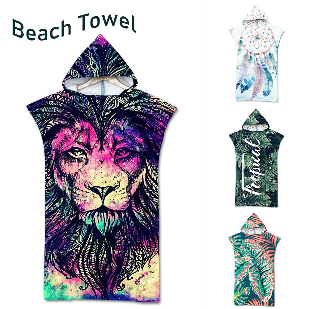 Microfiber Fabric Printed Hooded Beach Towel For Adults Quic - 图2