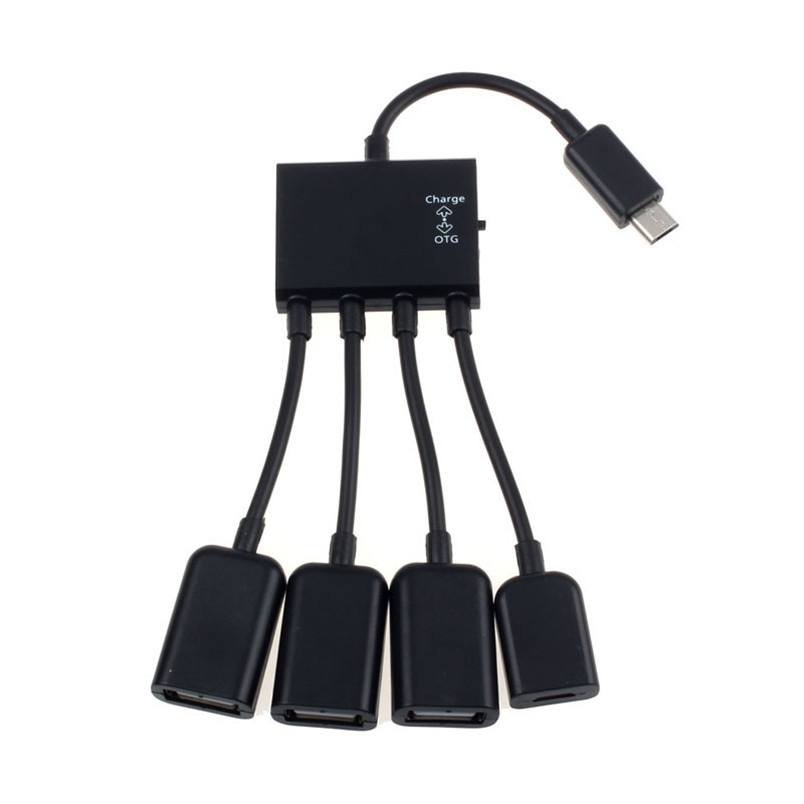 E5 Black 4 Port Micro USB Power Charging OTG HUB Cable For S - 图0